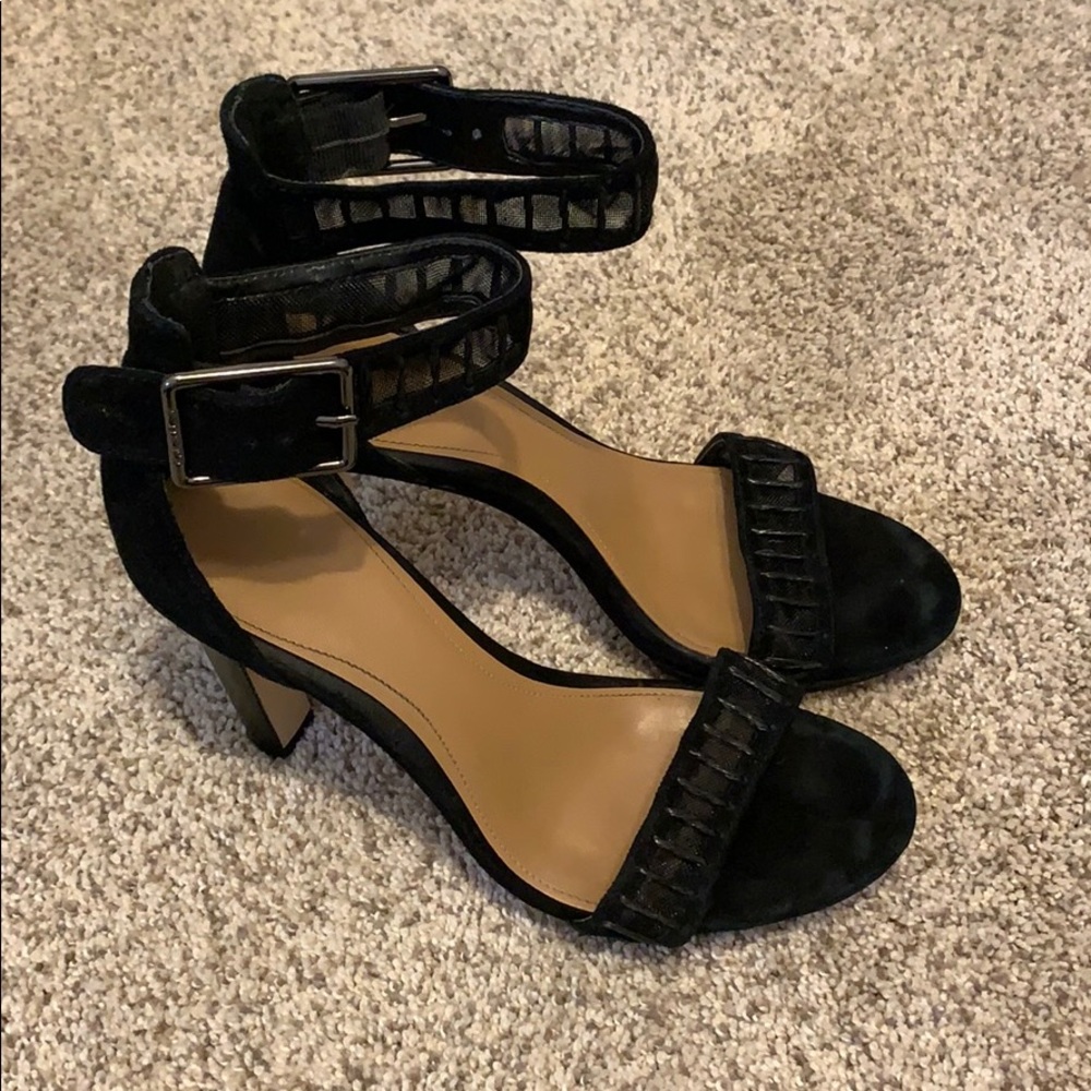 Calvin Klein black ankle strap heels